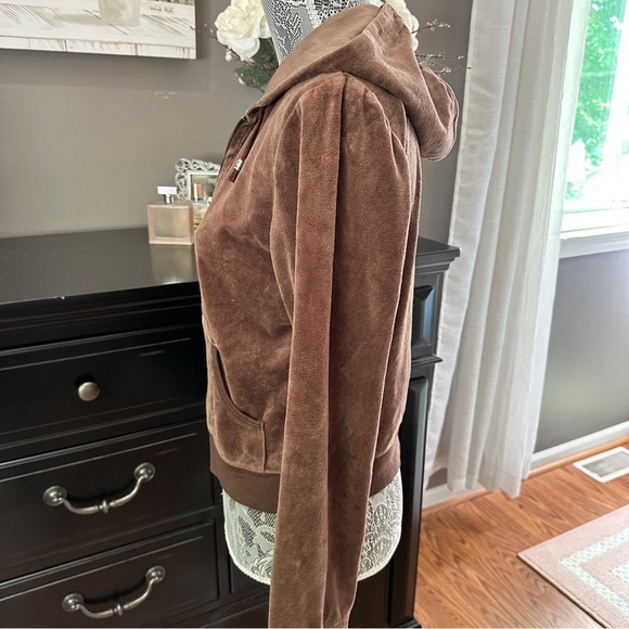 Retro Y2K Daisy Fuentes Brown Velour Zip Hoodie Lace Trim Size M - Picture 11 of 14
